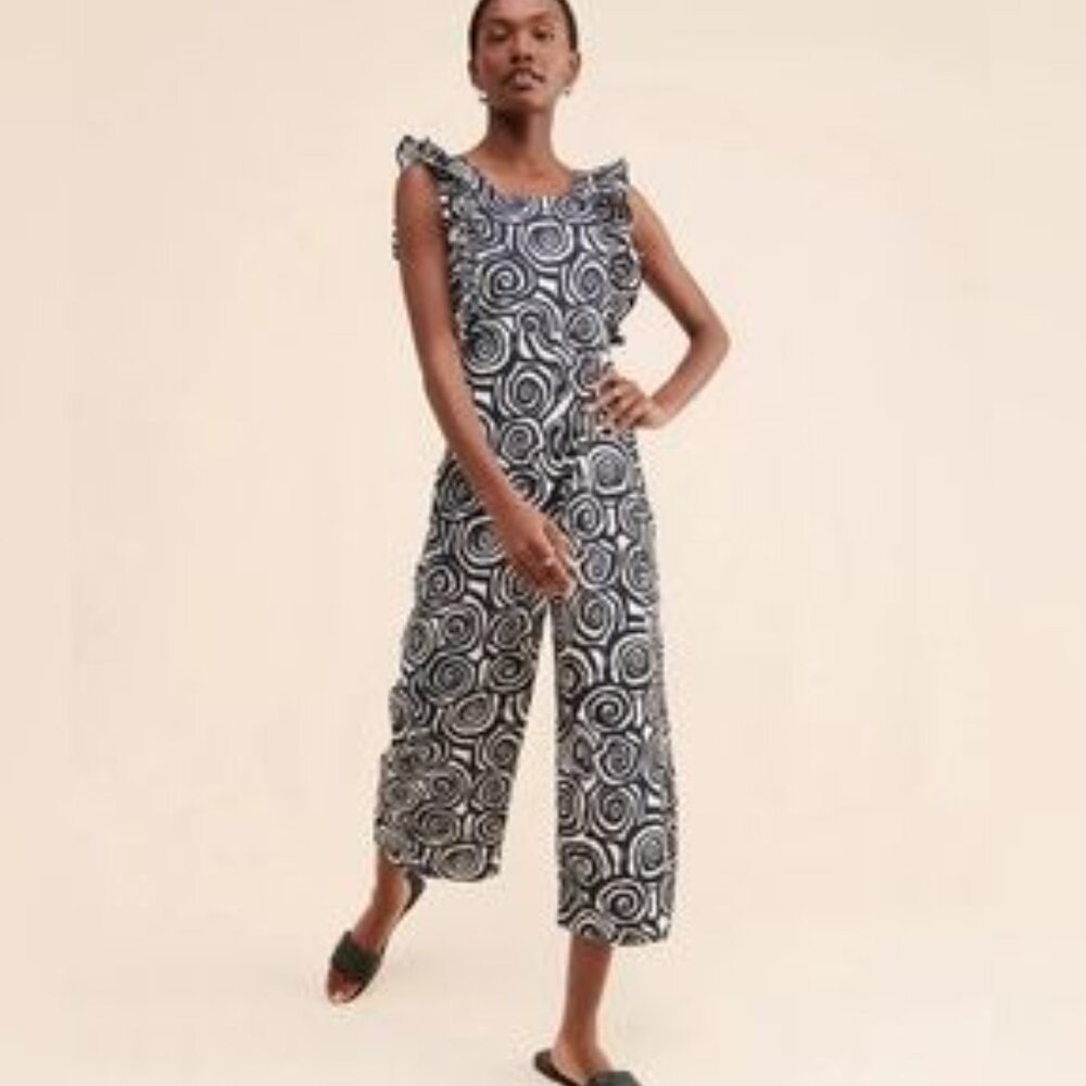 LIKE NEW!  Anthropologie Dazey LA Tripnosis Rufflealls Jumpsuit Size Medium